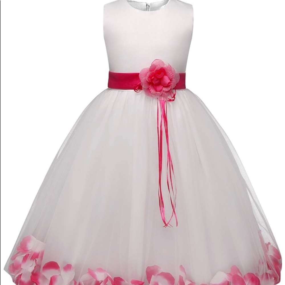 Girls Tutu flower petals bow bridal dress